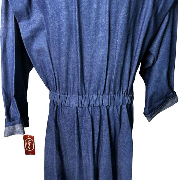 Charna Dallas, TX Dress Size 18W Blue‎ Denim Maxi Big Lapel Banded Waist Vintage - Picture 8 of 14
